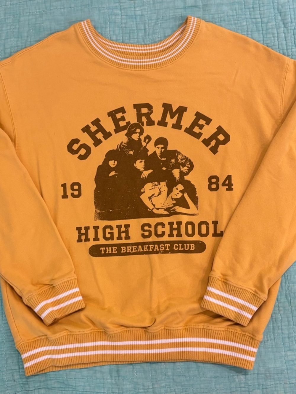 The Breakfast Club Mustard Crewneck Sweatshirt with Retro High School Graphic
